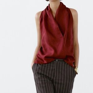 Massimo Dutti Elegant Burgundy Sleeveless Top